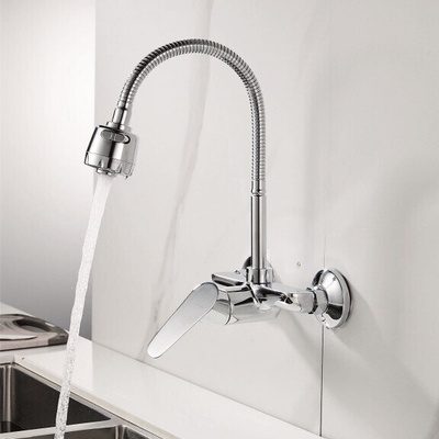 Месингов смесител linni icf 5452152 m7313 - стенен, хром, висок чучур (icf 5452152 m7313)