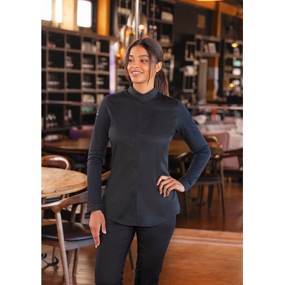 Karlowsky Дамска готварска куртка DIAMOND CUT Avantgarde Black - Slim Fit, TENCEL (DCJF8-01)