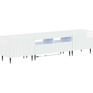vidaXL 3 части LED ТВ шкаф ZWOLLE Бял гланц Инженерна дървесина (3416520)