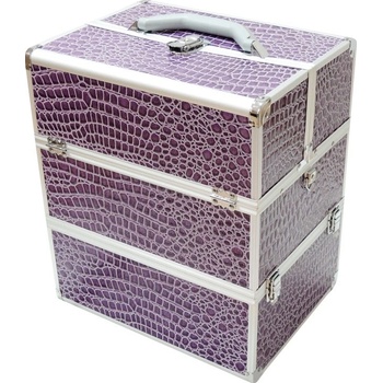 Top-Nechty Kozmetický kufor poschodový s dizajnom krokodílej kože fialový ID2530