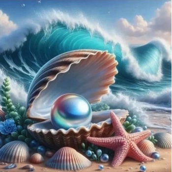 Norimpex - Puzzle Diamant painting: Pearl in a shell 30x40cm - 1 - 39 piese