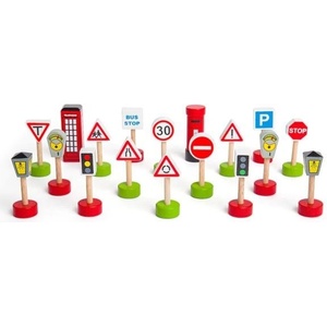 Bigjigs Rail Комплект дървени пътни знаци (BJT061)
