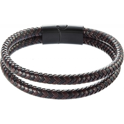 Pavona náramek pánský s koženkovými pásky a sponou na magnet 43035.3 hnědý