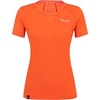 Salewa Дамска тениска Salewa Agner Merino T-Shirt Womens - Red Orange