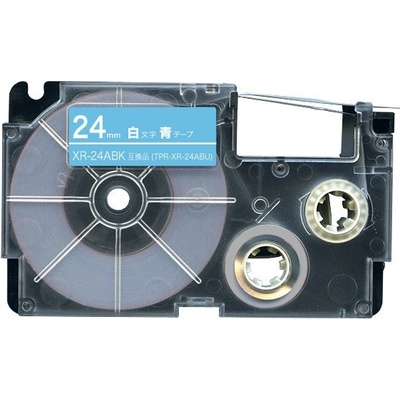 Compatible Съвместима лента с Casio XR-24ABU 24mm x 8m бял печат / син фон (XR24ABU)