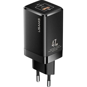 USAMS Мрежово зарядно Usams T41, Super Fast Charging, QC4.0, 47W GaN, Black (6958444971131) (6958444971131)