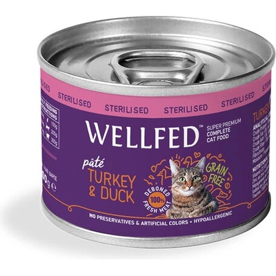 WELLFED Hairball Care за кастрирани котки с пуйка и патица