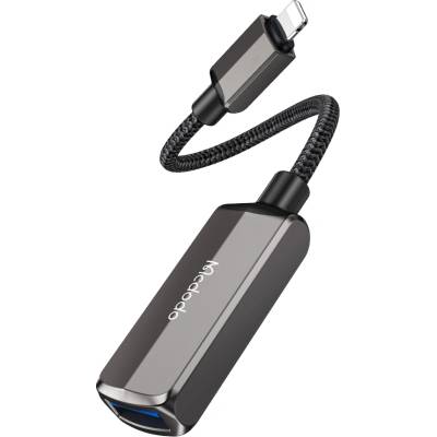 Techsuit OTG адаптер (CA-2690) - Mcdodo - Lightning към USB + Lightning порт за зареждане, 2.4A - Тъмносиво