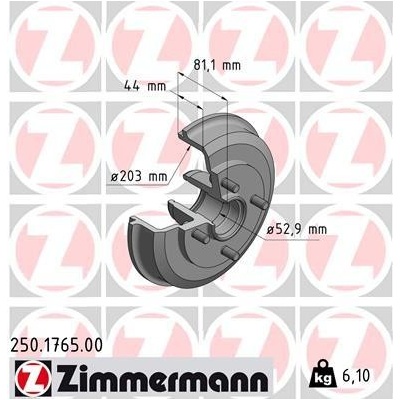 Brzdový bubon ZIMMERMANN 250.1765.00