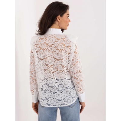 Biela čipkovaná blúzka biela One size Italy Moda 5906694081064