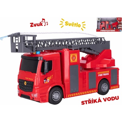 Mikro trading Auto hasiči stříkající vodu 30 cm na setrvačník se světlem a zvukem