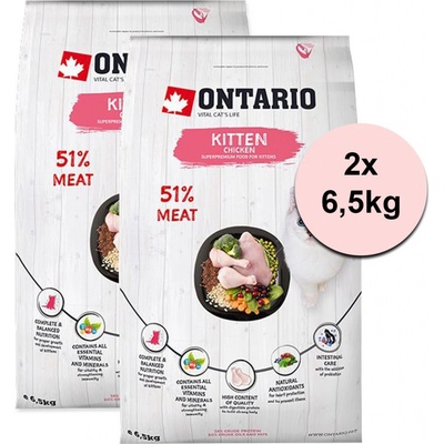 Ontario Kitten Chicken 2 x 6,5 kg