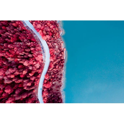 Plakát, Obraz - Fantasy coastal road with infrared colors, © Marco Bottigelli, 40 × 26.7 cm
