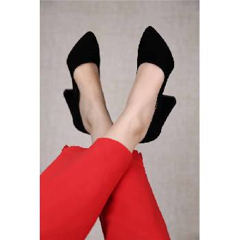 Moda Trend Дамски елегантни обувки от велур - Черни #311186 (311186_Черно)