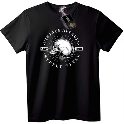 NOONEBRAND Тениска Череп Винтидж Градски Стил - 6XL, Black
