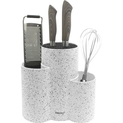 Kinghoff Поставка за ножове и аксесоари Kinghoff KH 1585, Мраморно покритие, 23 х 10 х 22.2 cm, Бял (9999KH1585)