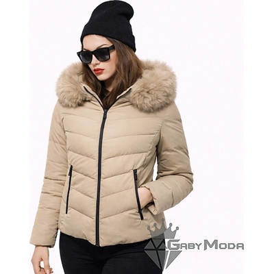 GabyModa Дамско вталено зимно яке с пух и качулка в два цвята (000036)