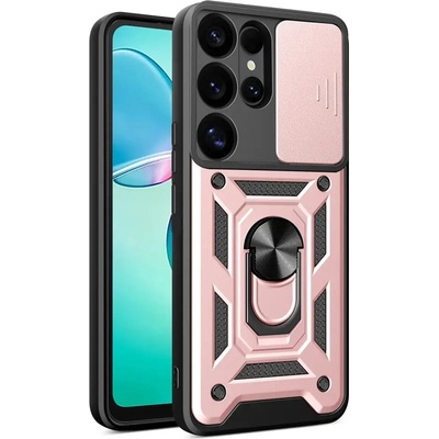 HQWear Hybrid Armor Camshield с капак на камерата и метален пръстен за Samsung Galaxy S25 Ultra - розов (5907769368387)