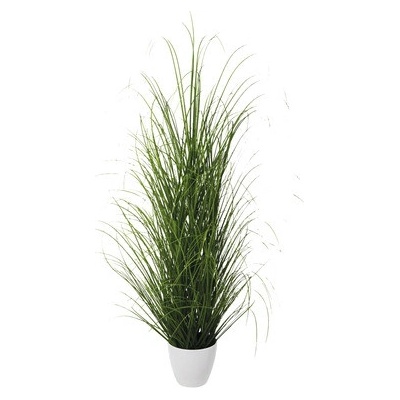 Umelá tráva v bielom plastovom kvetináči 120 cm