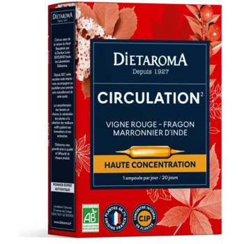Diétaroma За добра циркулация (червена лоза, конски кестен и бодлив залист), 20 ампули за пиене х 10 ml | Dietaroma (062033 (6203))