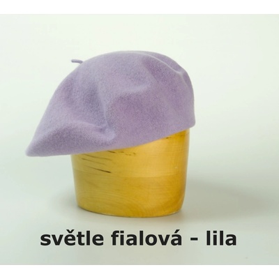 Vlněný baret jednobarevný 115´ sv.fialová