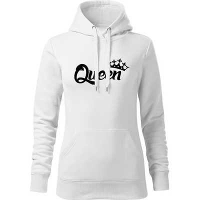 DRAGOWA дамски суитшърт с качулка, Queen, бял, 320г/м2 (5941)