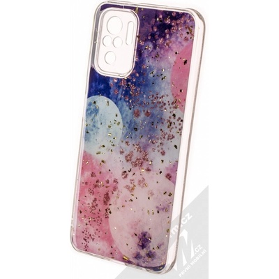 Pouzdro 1Mcz Gold Glam Galaxie Skinny TPU ochranné Xiaomi Redmi Note 10, Redmi Note 10S, Poco M5s tmavě modré růžové