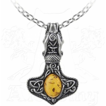 Image 1 of Alchemy gothic огърлица ALCHEMY GOTHIC - Амбър дракон Thor чук - P728