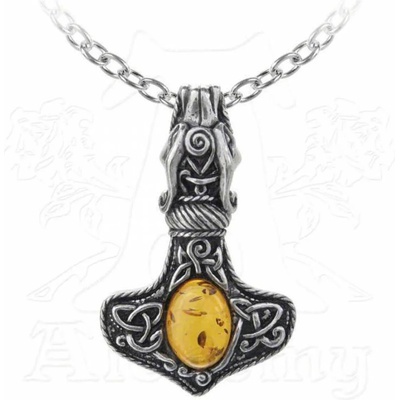 Alchemy gothic огърлица ALCHEMY GOTHIC - Амбър дракон Thor чук - P728