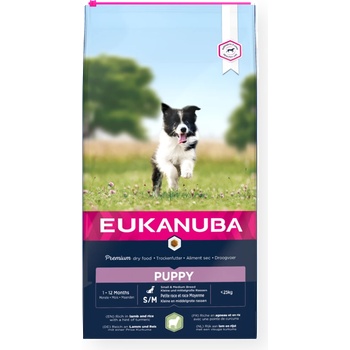 EUKANUBA Puppy Small/Medium Breed Lamb & Rice - за подрастващи кученца с агнешко, 12kg