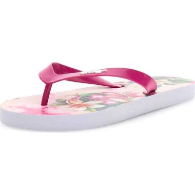 Guess Плажни джапанки за момиче в цикламено с цветя Guess
