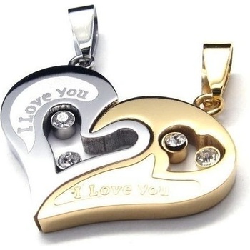 Prívesok pre dvoch, puzzle I LOVE YOU gold Impress Jewelry F214