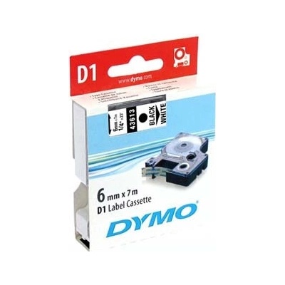 Dymo originál páska do tlačiarne štítkov, Dymo, 43613, S0720780, čierny tlač/biely podklad, 7m, 6mm, D1