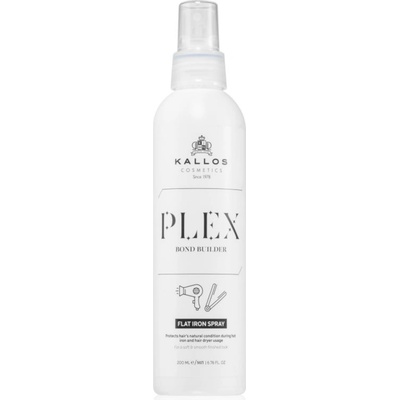 Kallos Plex Flat Iron Spray термозащитен спрей за оформяне с преса и маша за увредена и химически третирана коса 200ml