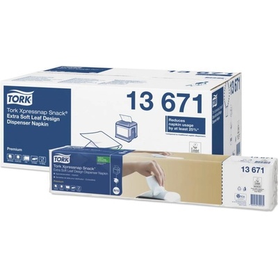 TORK papírové ubrousky Xpressnap™ N10 2V 21,6x21,6 bílé s dekorem lístků 1krt