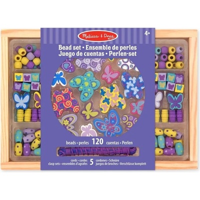 Melissa & Doug - Комплект за нанизване с дървени мъниста - Пеперудки (8)