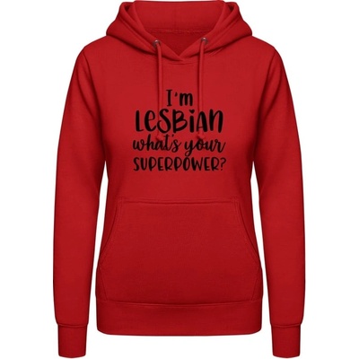 AWDis Hoodie mikina Som lesbička aká je tvoja superschopnosť? ohnivá červená