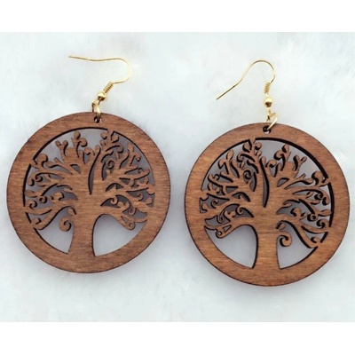 Prosperk náušnice dřevěné strom S0120