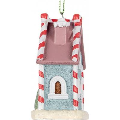 Clayre & Eef Modrá závěsná dekorace perníková chaloupka Candy - 6*4*8 cm