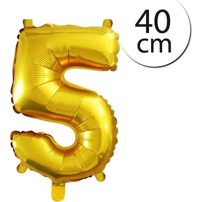 FUN RAG 4Gold 202937 Mini fóliový balón číslo 5 zlatý 40 cm