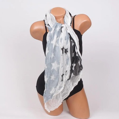 Двулицев шал в три цвята със звезди