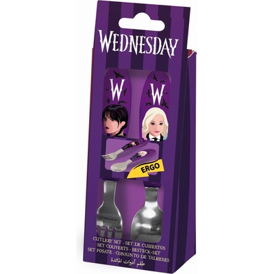 Storline Dětský nerez příbor Wednesday fialový
