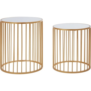 Premier Housewares Кръгли маси със стъклен плот в комплект от 2 броя Avantis - Premier Housewares (5527007)