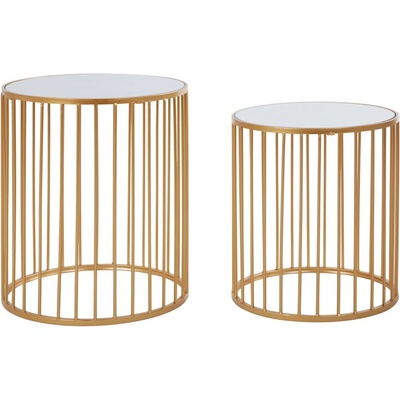 Premier Housewares Кръгли маси със стъклен плот в комплект от 2 броя Avantis - Premier Housewares (5527007)