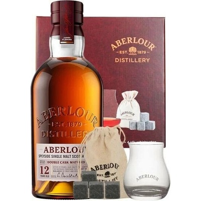 Aberlour 12y Double Cask 40% 0,7 l (dárkové balení 1 sklenice a ledové kameny)