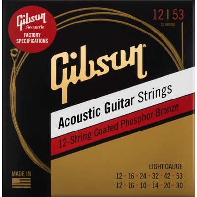 Gibson Phosphor Bronze Acoustic Guitar Strings 12-String Light