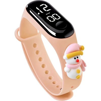 Nubi Детски часовник NUBKI Band Mi 9 Christmas Edition, Силиконова каишка, Водоустойчив, Бебешко розово (Mi9-BABY-PINK)