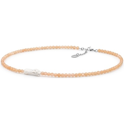 Gaura Pearls Korálkový s biwa perlou lea měsíční kámen 222-68 Bílá
