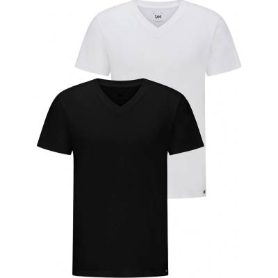 Lee pánská trička 2ks L62ECMKW 112145317 TWIN PACK V NECK Black White