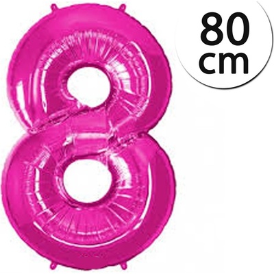 FUN RAG 8Pink 600304 Héliový balón fóliový číslo 8 ružový 80 cm